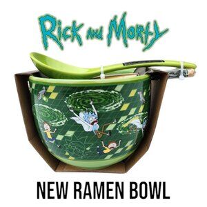 NEW Rick and Morty Ceramic Ramen Bowl With Chopsticks and Spoon Microwave Safe 2